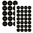 Stickers plancha negro y oro/bronce redondas (40u)